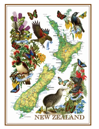 Vintage Map Tea Towel