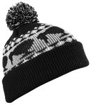 Kiwi Jacquard pom-pom beanie black