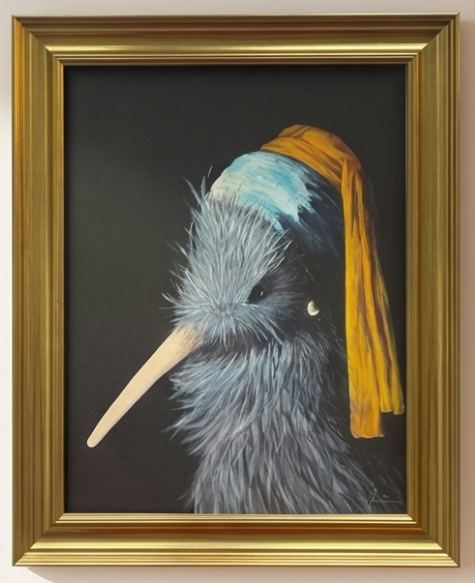 A4 Kiwi with Pearl Print - Framed